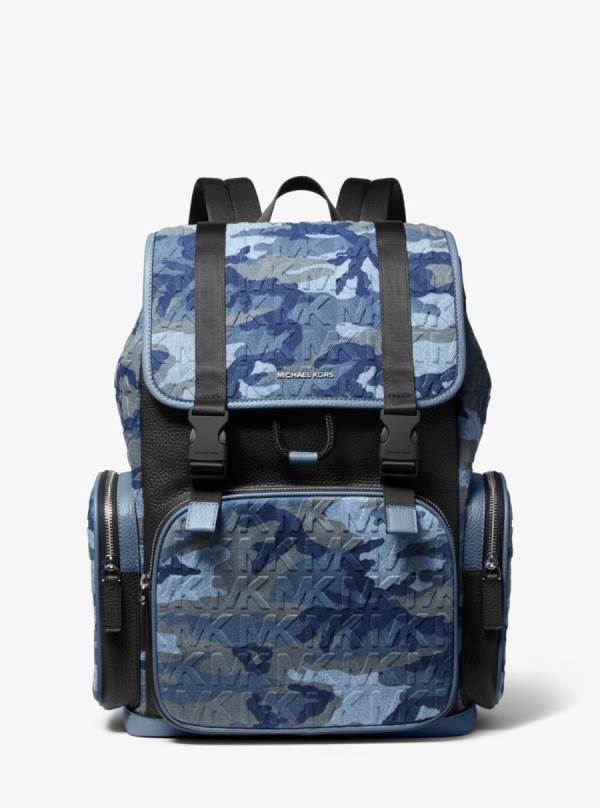 Damske Batohy Michael Kors Cooper Printed Denim and Leather Modre - Kabelky Michael Kors Outlet | QHKFR-6295